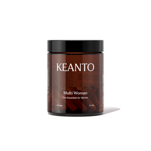 KEANTO Multi Woman multivitamin for women's health with zinc, biotin, and vitamins to support energy, immunity, and hormone regulation for optimal wellness. Ondersteunt de vrouwelijke gezondheid, energie en vitaliteit